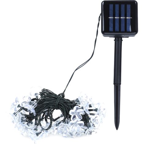 Guirlande solaire extérieure 50 LED fleurs étanches, lumières féeriques pour sapin Noël, jardin, décoration cour. (1/5)