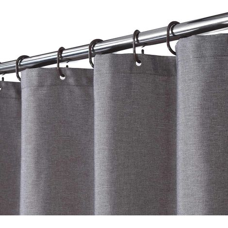 Lin comme Le Lin 240GSM Poids Lourd Rideau de Douche de Décrochage pour Salle de Bain avec Crochets Tissu D'hôtel Lavable,Gris 122 x 183 cm (1/4)