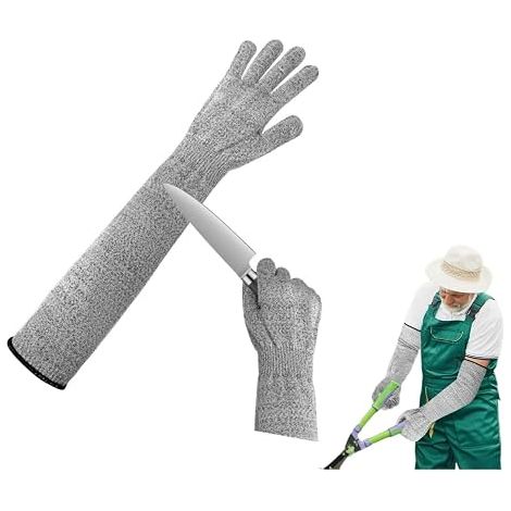 Guantes de jardinería para hombre y mujer - Guantes de manga larga resistentes a cortes - Resistentes a espinas - Para podar rosales - Con protección para el antebrazo - 5 mangas resistentes a cortes  (1/5)