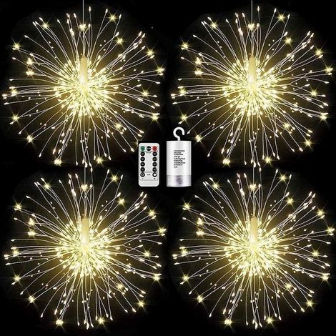 Guirlande Feu d’Artifice LED 120 LEDs, Lumières Suspendues à Piles, Décoration de Noël, Fêtes, Mariages, Fenêtres, Jardin et Extérieur (1/4)