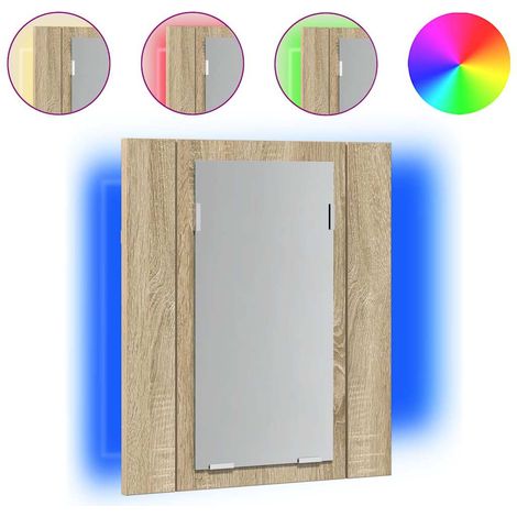 vidaXL Armario espejo de baño LED acrílico roble Sonoma 40x12x45 cm (1/2)