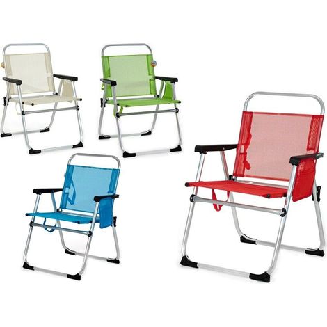 Sedia richiudibile da relax con maniglie e tasca oggetti per spiaggia mare giard - colorigenerali: CELESTE (1/4)