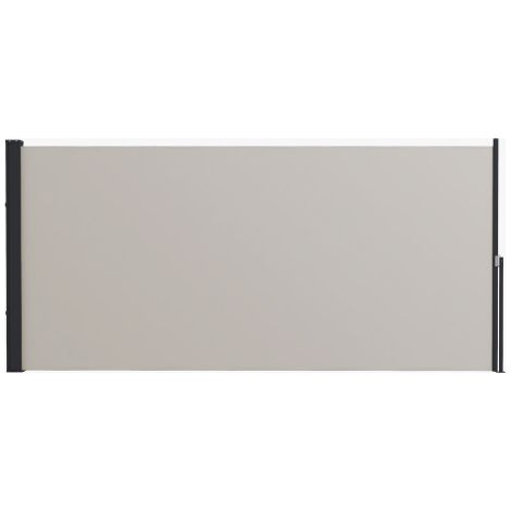 Tenda da sole laterale estendibile, 300×140 cm, protezione UV, barriera privacy resistente al vento, metallo e poliestere, grigio chiaro. Montaggio in sito.