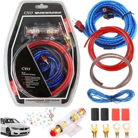 Kit cablaggio amplificatore auto, set cavi amplificatore auto 10 GA, set cavi amplificatore auto 1500 W, per la maggior parte delle auto (1/5)