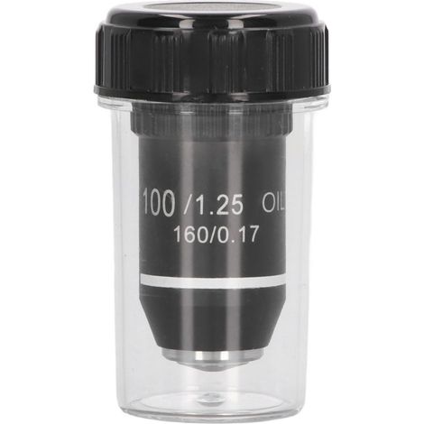 Lentille Objectif De Microscope 100X - Interface Vis 20.2mm RMS - En Laiton Chromé - Pour Observation Biologique - 1 Pièce (1/5)