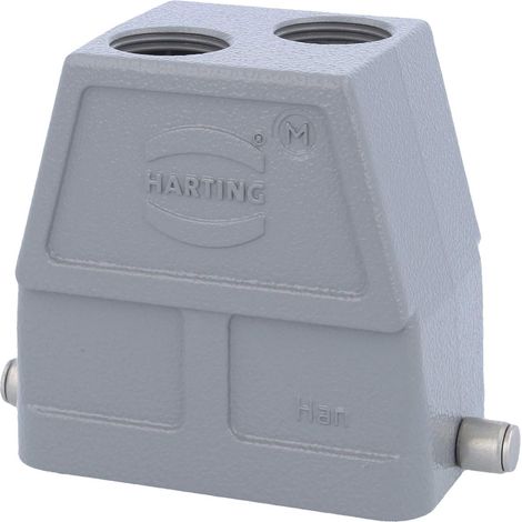 HARTING Han 10B Tüllengehäuse hoch, 2xM20 gerader Kabelabgang, für 1 Bügel (am Unterteil) Verschraubung M20 Klemmbereich 7,0mm - 13,0mm - 1 Stück (1/3)