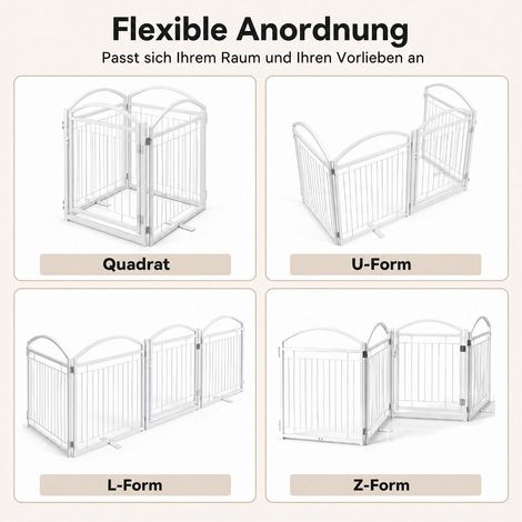 Foldable 4-Panel Dog Gate with Door, 81 cm, White (1/5)