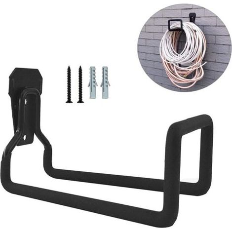 Support mural robuste en métal pour tuyau d'arrosage, crochet de rangement pour enrouleur, idéal pour ranger votre tuyau d'arrosage extérieur, noir, lot de 1