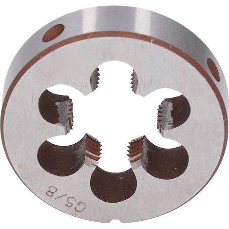 Filière ronde filetage G5/8 en acier allié pour réparation filet tuyau cylindrique 6 trous d'évacuation copeaux (1/5)
