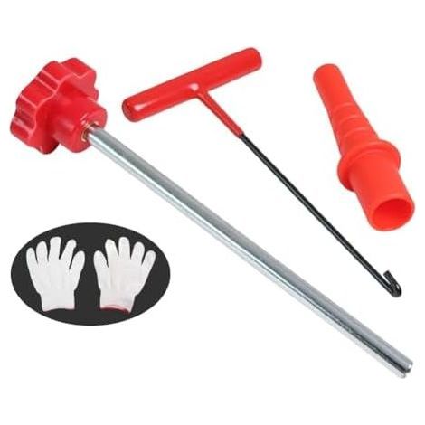 Valve removal and installation tool kit - Steel T-hook wrench with locating tube for quick tire repair for cars, trucks, and ATVs (1/5)