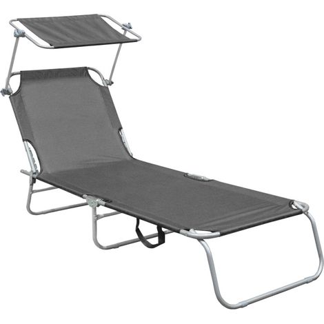 Aga tumbona de jardín reclinable con toldo Gris