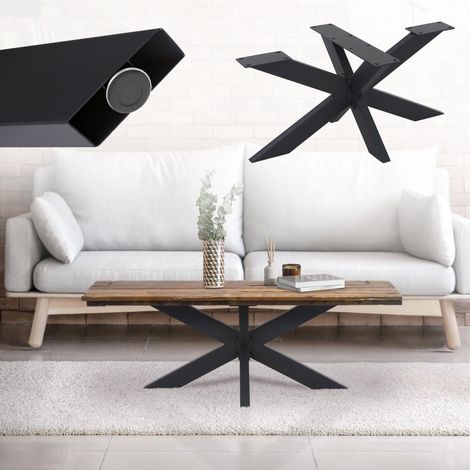 ML-Design Pata de Mesa Industrial Cruzadas 98x58x43 cm Negro Diseño Araña Forma X Patines Metálicos para la Base de Encimera Acero con Recubrimiento Polvo Pies Soporte Auxiliar Decorativo de Hogar