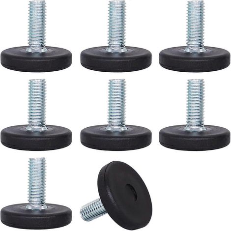 4 verstellbare Schrankbeine, Möbelnivellierfüße M8 x 20 mm, verstellbare runde Metallbeine, Gewindebolzen M8, Nivelliergleiter (Muttern inklusive) (-M8 x 20 mm-