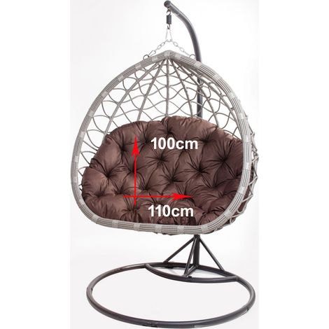 Coussins pour fauteuil berçant de jardin 110 x 100cm Coussin Fauteuil Suspendu Coussin fauteuil suspendu hamac Marron (1/2)