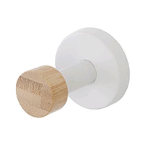 Appendino da Muro per Bagno in Acciaio Colore Bianco e Bambu' Gancio da Parete (1/2)