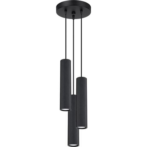 Suspension Aluminium Largeur 19,5 cm H : max. 108 cm Noir GU10 3-flamme Moderne