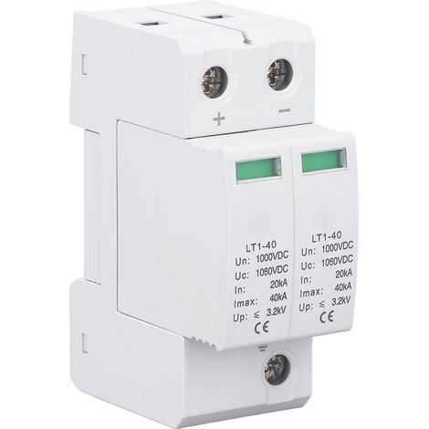 Dispositif de protection contre les surtensions 2P ignifugé, modulaire, photovoltaïque, pour résidences et immeubles de bureaux, 1000 V CC (1/5)