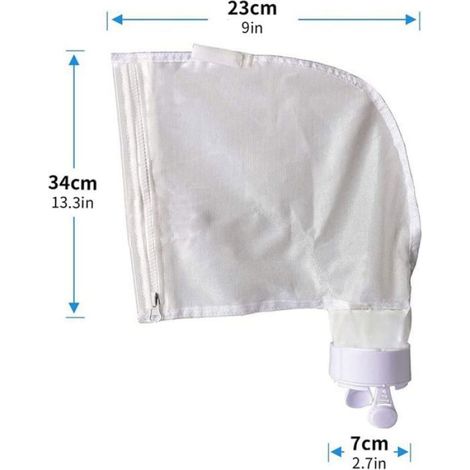 Lot de 2 Sacs Filtrants pour Piscine Polaris 280 & 480 avec Fermeture éclair et Fermeture (Blanc) (1/4)