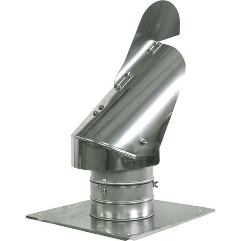 Chapeau de cheminée de 200 mm avec ailettes anti-refoulement et plaque de toit supplémentaire. (1/3)