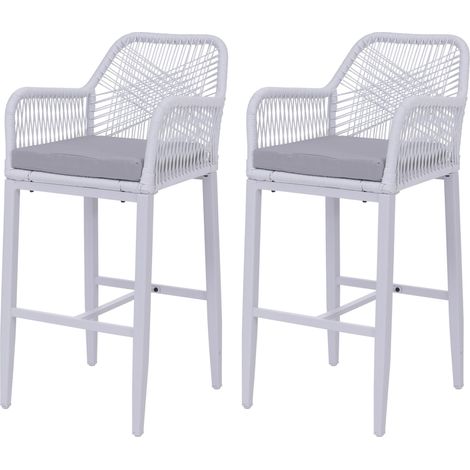 Lot de 2 tabourets de bar Rope HWC-P91, tabouret de bar, tabouret de comptoir, coussin d'assise d'ex (1/5)