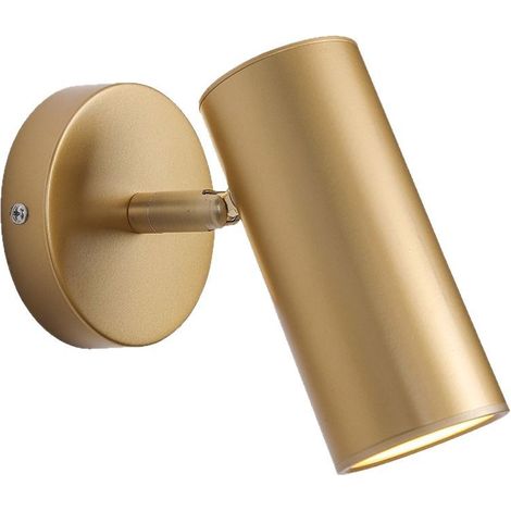 Lámpara de pared metálica, apta para uso en interiores, ángulo ajustable, luz blanca cálida, color dorado. (1/4)