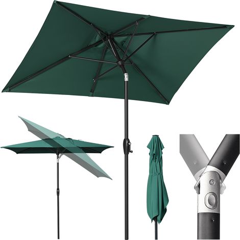 Sekey 210 × 140 cm Aluminum Sonnenschirm Marktschirm Gartenschirm Terrassenschirm Sonnenschutz Cappuccino UV 50+ Rechteckig (1/5)