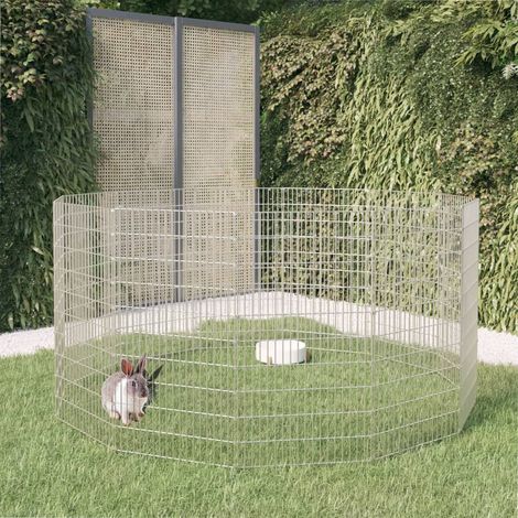Clapier lapin Cage à Lapin Enclos 12 panneaux 54x100 cm Fer galvanisé 59973 (1/5)