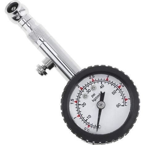 Manomètre De Pression Pneus - 0 À 60 Psi - Tête Pivotante 360° - Bouton De Dégonflage Intégré - Pour Voiture Suv Moto Vélo - Unité ×1 (1/5)