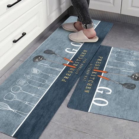 Lot de 2 Tapis de Cuisine antidérapants, Tapis de Sol pour l'intérieur,40 x 60 + 40 x 120 cm Style G (1/3)