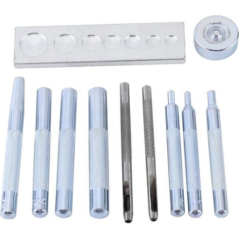 Outil de réglage de Rivet 11 pièces/Ensemble, Outils de Matrice de poinçon de réglage de Rivet en Cuir pour Artisanat du Cuir avec poinçons (1/5)