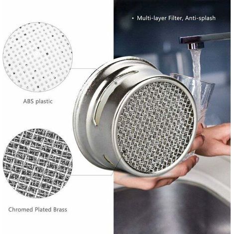 Mousseur et brise-jet pour robinet -3 Pièces Mousseur Robinet, Aerateur Robinet Filtre Robinet avec Joint D'étanchéité Pour Cuisine, Salle de Bain - Argent (Diamètre extérieur 24MM) - (1/3)