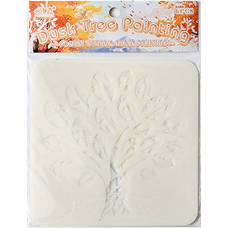 6 Gabarits d'Arbres pour Carnet de Croquis, Pochoirs de Peinture Artistique, Modèles de Feuilles Cartoon pour Projets Créatifs (1/5)