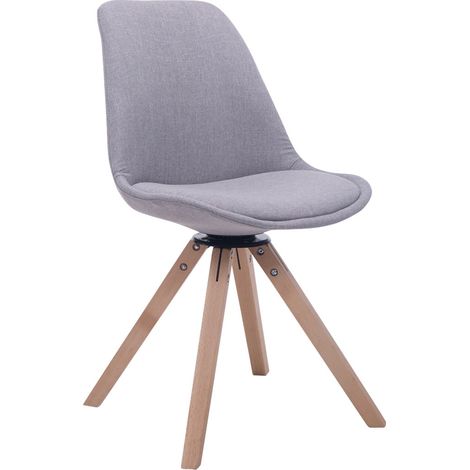 Chaise de salle à manger Troyes Pivotante en Tissu Piètement Carré Gris Nature (1/5)