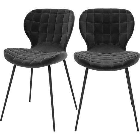 Set de 2 sillas de terciopelo negro 75 cm - Mazzia