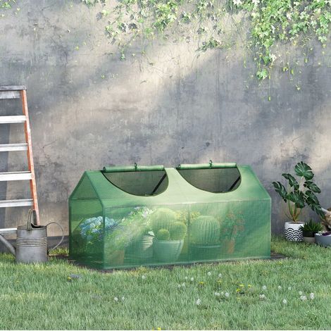 Mini serre de jardin 120x60x60 cm en acier vert, gain de place pour tomates et plantes FloraGrace (1/5)
