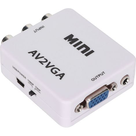 Adaptateur mini composite AV vers VGA 480p pour décodeur TV (blanc) (1/5)