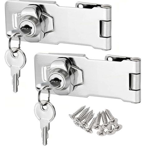 Türschloss mit Schlüssel, 90 Grad Drehknauf, 2 Stück, Silber 3 Zoll
