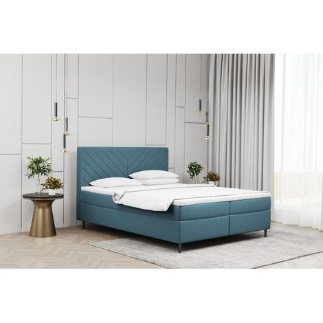 Kaiser Möbel Boxspringbett mit matratze und bettkasten, Schlafbett Vero Blau 160x200 cm (1/2)