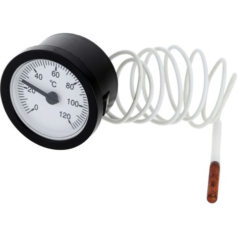 Thermomètre capillaire à cadran avec capteur de 1 m, plage de mesure de 0 à 120 °C pour l'eau et les liquides. (1/4)