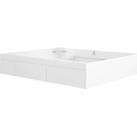 Cama para matrimonio 4 cajones Alicia acabado en blanco, 36.7cm(alto) 160cm(ancho) 196.4cm(largo)