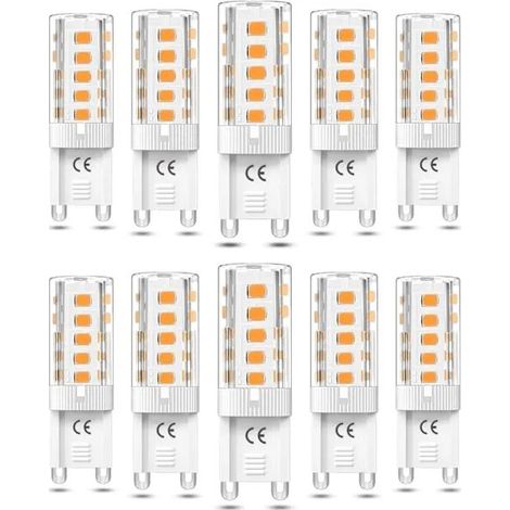 10er-Pack dimmbare G9-LED-Lampen, 5 W warmweiß (3000 K), entspricht 50 W Halogenlampe, AC 110/220 V [Energieklasse F] GOD (1/5)