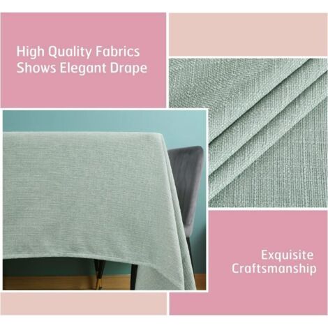 NALOOKAMIC  Nappe rectangulaire Anti-tâches et imperméable, en Tissu avec Aspect Lin Lavable en Machine pour Tables de Maison,de Restaurant，de café et d'hôtel-140 140cm, Vert Clair (1/3)