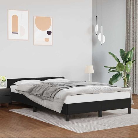 Lit adulte avec tête de lit, Lit double Cadre de lit Noir 120x200 cm Similicuir MEMV771571 (1/5)