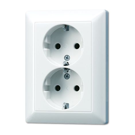 Jung Presa SCHUKO® doppia, 16 A 250 V , duroplastico, serie AS, bianco AS 5020 U
