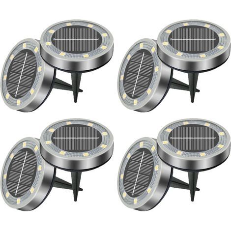 8er-Set Solar-Gartenleuchten (8 LEDs, kaltweiß, wasserdicht) – Dekoration für Rasen, Einfahrt und Wege