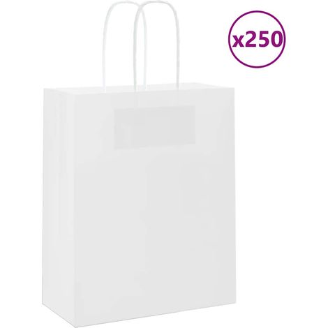 Papiertragetaschen 250 Stk. mit Henkeln Weiß 18x8x22 cm vidaXL (1/5)