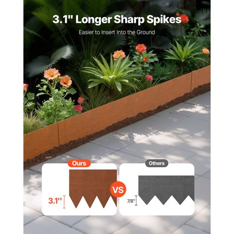 Bordure de Jardin en Acier, Lot de 6, Bordures Paysagères en Métal, Résistantes aux Intempéries, 1016x203,2 mm, Installation Simple… (1/5)