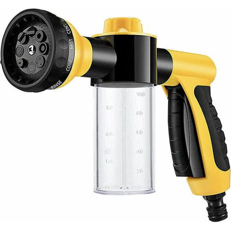 Pulvérisat de mousse pour jardin Tuyau d'arrosage Distribut de savon Pistolet pour lavage de voiture, animaux, douche, plantes Jaune (1/4)