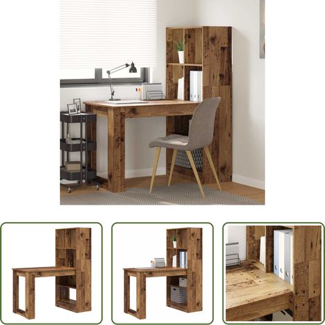 Holzwerkstoff - Schreibtisch mit Regal Altholz 122 x 67 x 145 cm Holzwerkstoff (1/5)