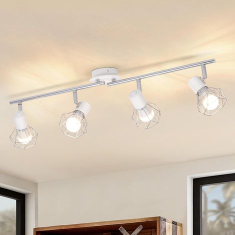 GBLY Plafonnier blanc salon salle à manger éclairage rétro cage spot réglable 4x douilles E14 rotatif 350° Lampe pivotable 90° intérieure